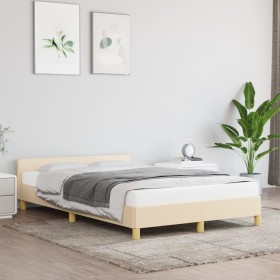 Bettgestell mit cremefarbenem Stoffkopfteil 120x200 cm von vidaXL, Betten und Lattenroste - Ref: Foro24-347404, Preis: 119,52...