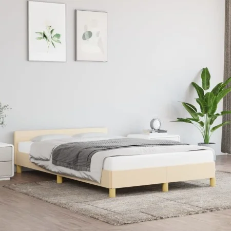 Bed frame with cream fabric headboard 120x200 cm by vidaXL, Beds and slatted bases - Ref: Foro24-347404, Price: 117,87 €, Dis...