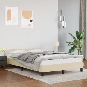 Bed frame with headboard cream synthetic leather 120x200cm by vidaXL, Beds and slatted bases - Ref: Foro24-347491, Price: 108...