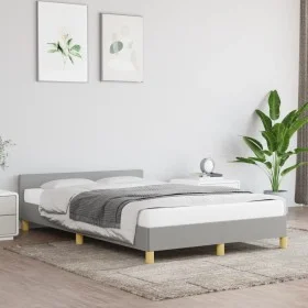 Light gray fabric bed frame with headboard 120x200 cm by vidaXL, Beds and slatted bases - Ref: Foro24-347399, Price: 117,02 €...