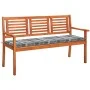 3 seater garden bench solid eucalyptus wood and cushion 150 cm by vidaXL, garden benches - Ref: Foro24-3061010, Price: 196,41...