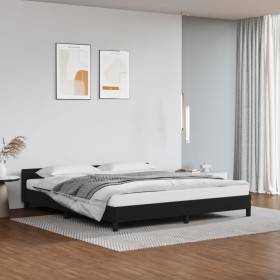 Estructura de cama con cabecero cuero sintético negro 160x200cm