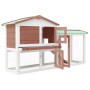Large brown and white wooden animal cage 145x45x84 cm by vidaXL, Cages and habitats for small animals - Ref: Foro24-170841, P...