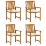 Sillas de jardín con cojines 4 unidades madera maciza de acacia de vidaXL, Sillas de jardín - Ref: Foro24-3061172, Precio: 32...