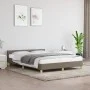 Bed frame with headboard in taupe gray fabric 140x190 cm by vidaXL, Beds and slatted bases - Ref: Foro24-347411, Price: 128,2...