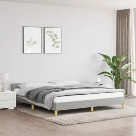 Bed frame with headboard light gray fabric 160x200 cm by vidaXL, Beds and slatted bases - Ref: Foro24-347423, Price: 115,63 €...