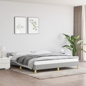 Estructura de cama con cabecero tela gris claro 160x200 cm