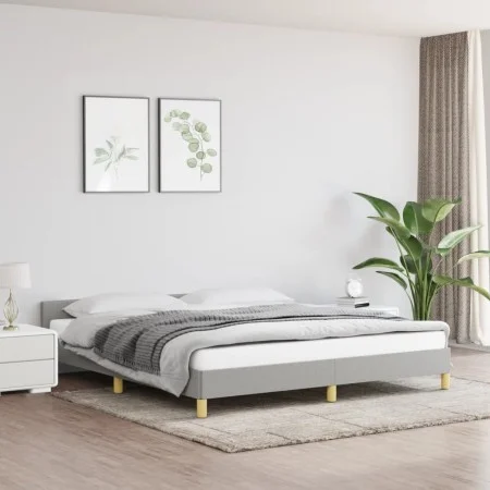 Bed frame with headboard light gray fabric 160x200 cm by vidaXL, Beds and slatted bases - Ref: Foro24-347423, Price: 115,63 €...