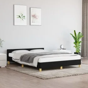 Bed frame with black fabric headboard 140x190 cm by vidaXL, Beds and slatted bases - Ref: Foro24-347409, Price: 115,63 €, Dis...