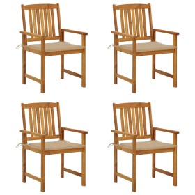 Sillas de jardín con cojines 4 unidades madera maciza de acacia de vidaXL, Sillas de jardín - Ref: Foro24-3061174, Precio: 32...