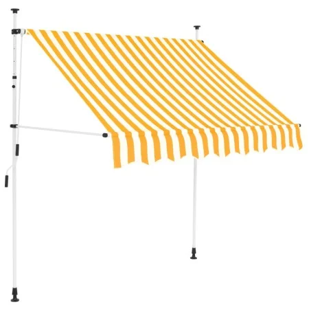 Manual retractable awning 200 cm orange and white striped by vidaXL, Awnings - Ref: Foro24-43232, Price: 83,64 €, Discount: %