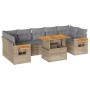 Set sofás jardín y cojines 8 pzas ratán sintético acacia beige