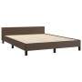Estructura de cama cabecero cuero sintético marrón 140x190 cm