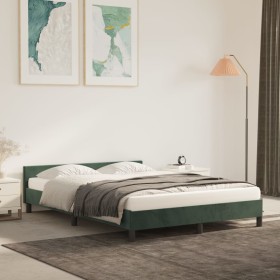 Estructura cama con cabecero terciopelo verde oscuro 140x190 cm