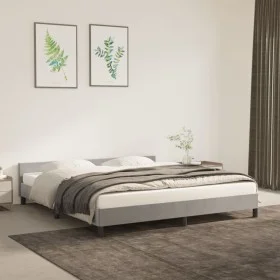Bed frame with light gray velvet headboard 160x200cm by vidaXL, Beds and slatted bases - Ref: Foro24-347579, Price: 121,68 €,...