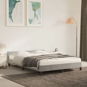 Bed frame with light gray velvet headboard 140x190cm by vidaXL, Beds and slatted bases - Ref: Foro24-347567, Price: 107,16 €,...