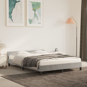 Estructura de cama con cabecero terciopelo gris claro 140x190cm