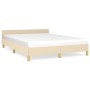 Bed frame with cream fabric headboard 140x190 cm by vidaXL, Beds and slatted bases - Ref: Foro24-347412, Price: 126,05 €, Dis...