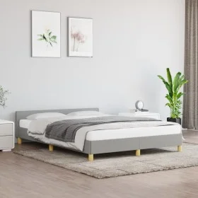 Light gray fabric bed frame with headboard 140x190 cm by vidaXL, Beds and slatted bases - Ref: Foro24-347407, Price: 115,35 €...