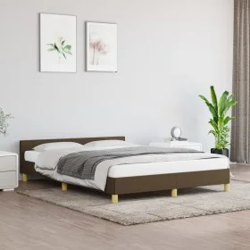 Dark brown fabric bed frame with headboard 140x190cm by vidaXL, Beds and slatted bases - Ref: Foro24-347410, Price: 115,65 €,...