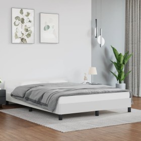 Estructura de cama cabecero cuero sintético blanco 140x190 cm de vidaXL, Camas y somieres - Ref: Foro24-347496, Precio: 108,0...