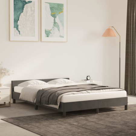 Dunkelgrauer Samtbettrahmen mit Kopfteil 140x190 cm von vidaXL, Betten und Lattenroste - Ref: Foro24-347568, Preis: 117,93 €,...