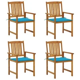 Sillas de jardín con cojines 4 unidades madera maciza de acacia de vidaXL, Sillas de jardín - Ref: Foro24-3061176, Precio: 30...