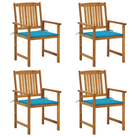 Gartenstühle mit Kissen 4 Einheiten aus massivem Akazienholz von vidaXL, Gartenstühle - Ref: Foro24-3061176, Preis: 315,04 €,...