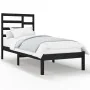 Black solid wood bed frame 100x200 cm by vidaXL, Beds and slatted bases - Ref: Foro24-3105789, Price: 122,65 €, Discount: %