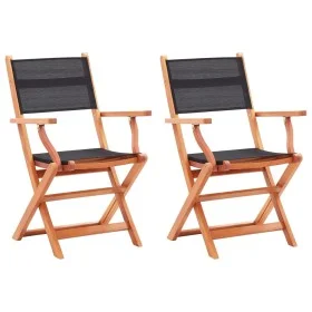 Folding garden chairs 2 units eucalyptus wood black textilene by vidaXL, Garden chairs - Ref: Foro24-48692, Price: 151,12 €, ...