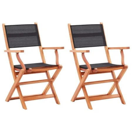 Sillas plegables jardín 2 uds madera eucalipto textilene negro de vidaXL, Sillas de jardín - Ref: Foro24-48692, Precio: 153,1...