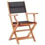 Folding garden chairs 2 units eucalyptus wood black textilene by vidaXL, Garden chairs - Ref: Foro24-48692, Price: 153,13 €, ...