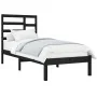 Black solid wood bed frame 100x200 cm by vidaXL, Beds and slatted bases - Ref: Foro24-3105789, Price: 122,65 €, Discount: %