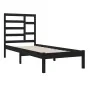 Black solid wood bed frame 100x200 cm by vidaXL, Beds and slatted bases - Ref: Foro24-3105789, Price: 122,65 €, Discount: %
