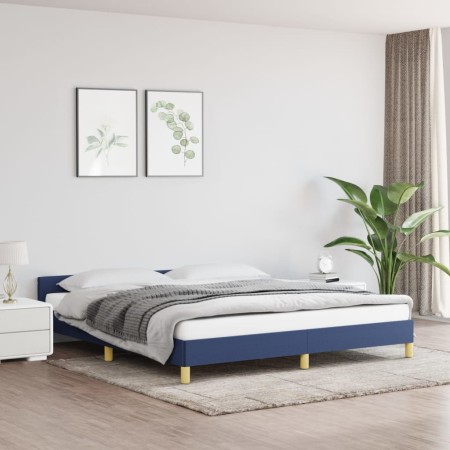 Estructura de cama con cabecero de tela azul 160x200 cm