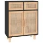 Black sideboard solid pine wood and natural rattan 60x30x75 cm by vidaXL, Sideboards - Ref: Foro24-345637, Price: 133,77 €, D...