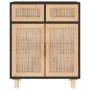 Black sideboard solid pine wood and natural rattan 60x30x75 cm by vidaXL, Sideboards - Ref: Foro24-345637, Price: 133,77 €, D...