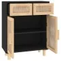 Black sideboard solid pine wood and natural rattan 60x30x75 cm by vidaXL, Sideboards - Ref: Foro24-345637, Price: 133,77 €, D...