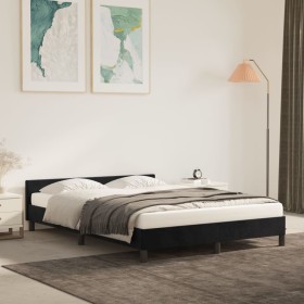 Estructura de cama con cabecero de terciopelo negro 140x190 cm