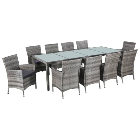 Garden dining set 11 pieces and gray synthetic rattan cushions by vidaXL, Garden sets - Ref: Foro24-43957, Price: 941,82 €, D...