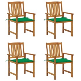 Sillas de jardín con cojines 4 unidades madera maciza de acacia de vidaXL, Sillas de jardín - Ref: Foro24-3061178, Precio: 32...