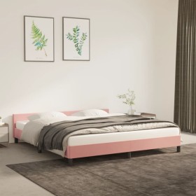 Estructura de cama con cabecero de terciopelo rosa 160x200 cm de vidaXL, Camas y somieres - Ref: Foro24-347584, Precio: 122,4...