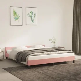 Pink velvet bed frame with headboard 160x200 cm by vidaXL, Beds and slatted bases - Ref: Foro24-347584, Price: 120,19 €, Disc...