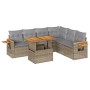Set sofás jardín y cojines 7 pzas ratán sintético acacia beige