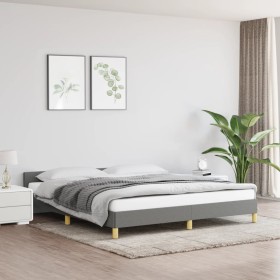 Estructura de cama con cabecero tela gris oscuro 160x200 cm