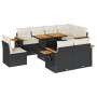 Set sofás jardín y cojines 9 pzas ratán sintético acacia negro