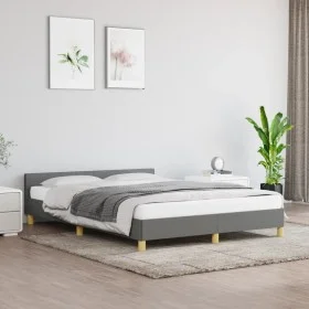 Dark gray fabric bed frame with headboard 140x190 cm by vidaXL, Beds and slatted bases - Ref: Foro24-347408, Price: 121,45 €,...