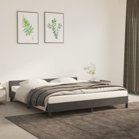 Estructura cama con cabecero terciopelo gris oscuro 160x200 cm