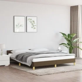 Bed frame with headboard in brown fabric 160x200 cm by vidaXL, Beds and slatted bases - Ref: Foro24-347426, Price: 123,71 €, ...
