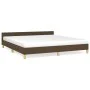 Bed frame with headboard in brown fabric 160x200 cm by vidaXL, Beds and slatted bases - Ref: Foro24-347426, Price: 123,71 €, ...